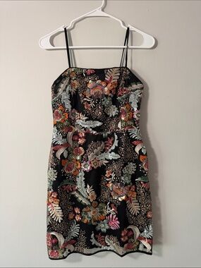 NWT - Vici Black Floral Embroidered Dress with Multicolor Flowers